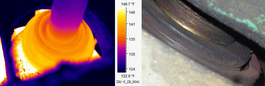 IR image of gear coupling with broken rear hub