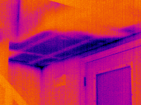 The ceiling above the door appears to be missing insulation - located behind the 2nd floor kneewall, it was not apparent by any means other than infrared imaging.