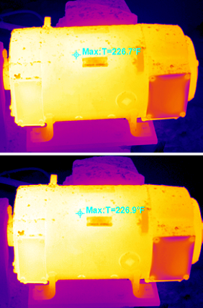 Comparison of hot motor without & with IR Window.