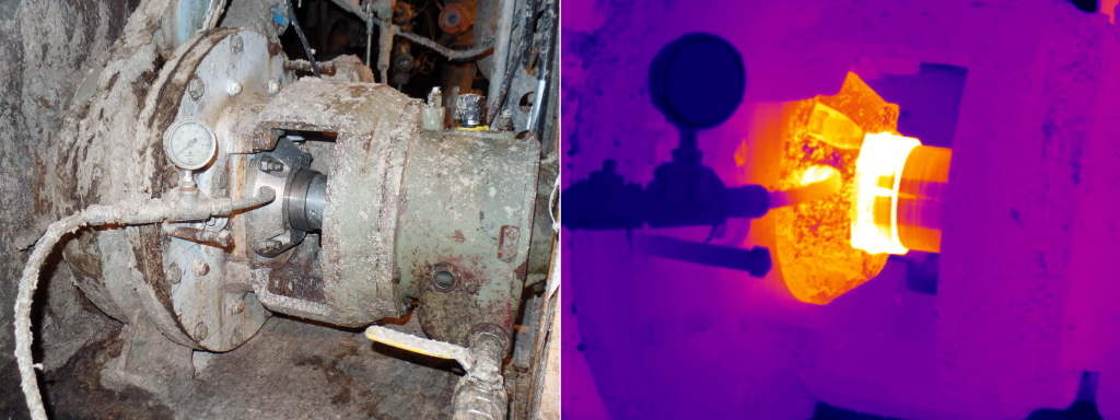 IR image of a mechanical seal on a pump