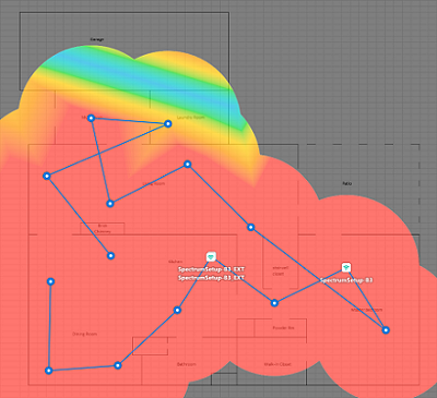 Residence heatmap Wi-Fi signal strength after adding extender